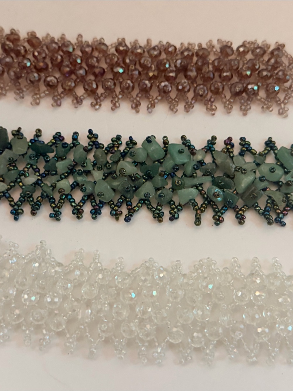 Handcrafted Green Beaded purple and white Bracelets